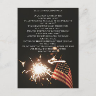 Custom USA Anthem Star Spangled Banner Texte Flag Postkarte
