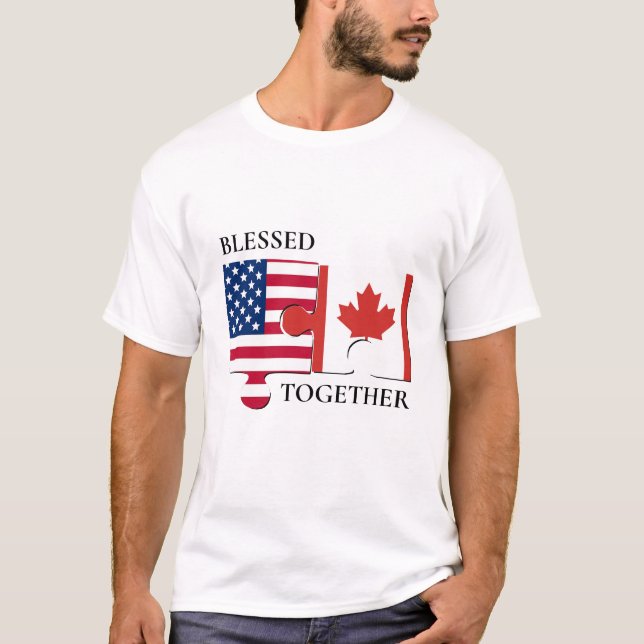Custom USA CANADA Flag T-Shirt (Vorderseite)