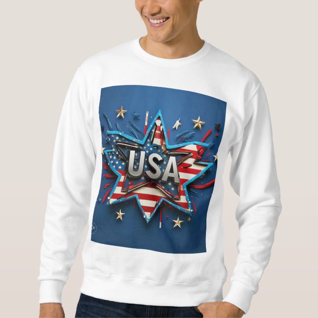 Custom USA Flag Hoodie mit Logo für Männer und Fra (Vorderseite)