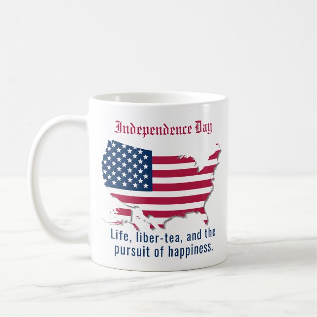 Custom USA Flag, Map Independence Day Red Blue Kaffeetasse (Links)