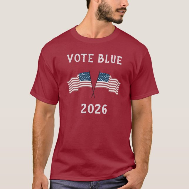Custom USA Flag Vote Blue  T-Shirt (Vorderseite)