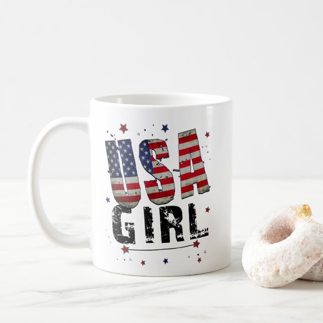 Custom USA Girl Kaffeetasse (Mit Donut)