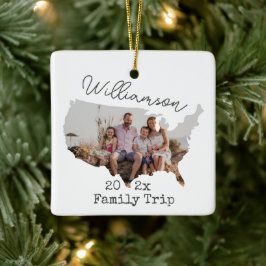 Custom USA Map Kontur Vacation Family Foto Keramikornament