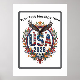 Custom USA National Soccer Bald Eagle Logo Poster