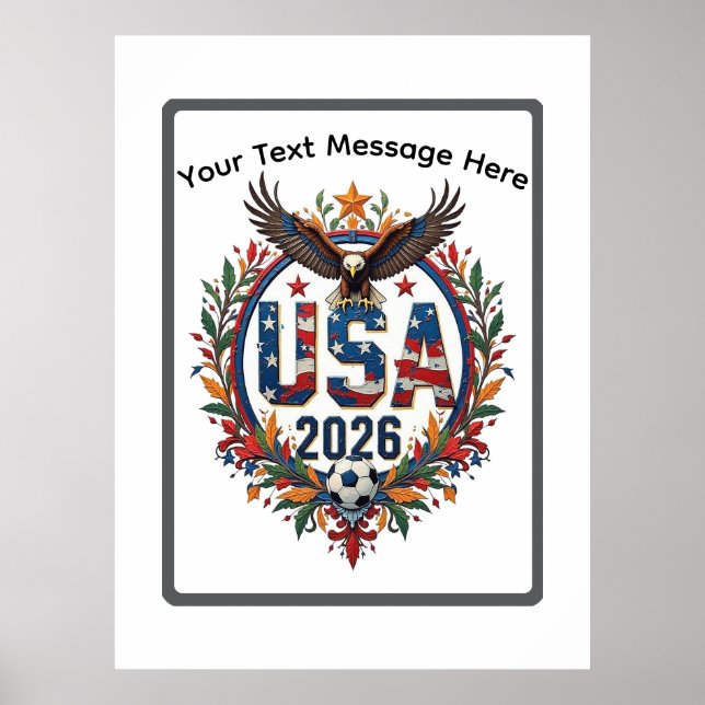 Custom USA National Soccer Bald Eagle Logo Poster (Vorne)