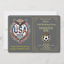 Custom USA Soccer Team Bald Eagle Birthday Invite Feiertagskarte