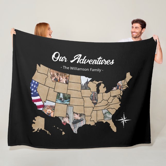 Custom USA Travel Map Foto Blanket Fleecedecke (Beispiel)