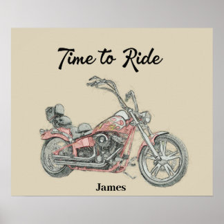 Custom V twopper Bobber Motorrad Poster