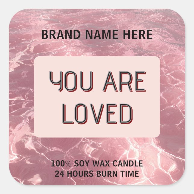 Custom Valentine Candle Sticker 'You Are Loved' (Vorderseite)