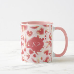 Custom Valentine Day Pink Hearts Shiny Dots Light Tasse