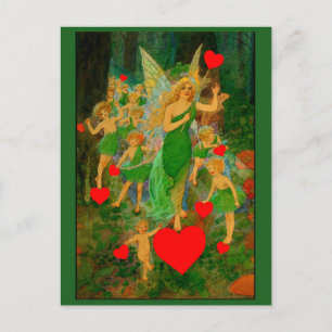 Custom Valentine Fairy Princess Red Hearts Cupids Postkarte