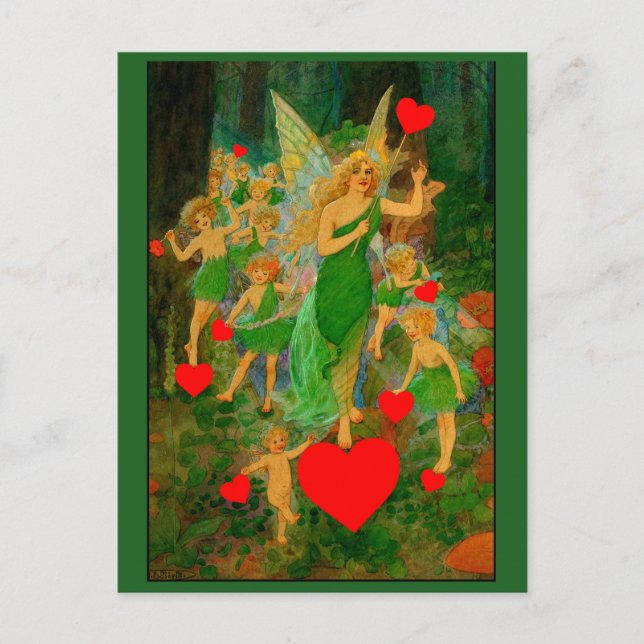 Custom Valentine Fairy Princess Red Hearts Cupids Postkarte (Vorderseite)