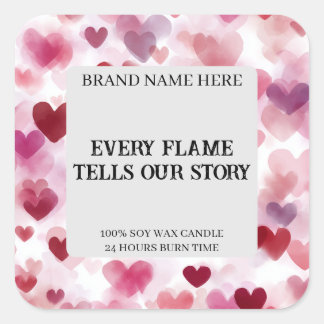 Custom Valentine’s Day Candle Label Romantic Text Quadratischer Aufkleber