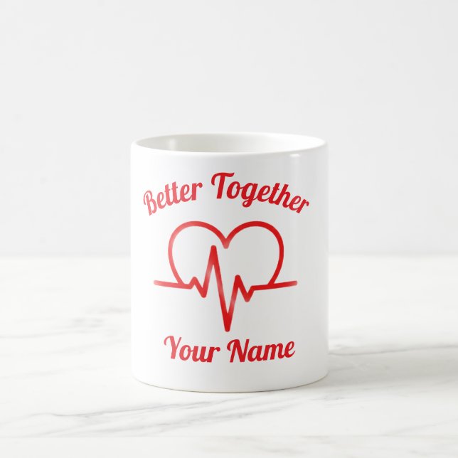 Custom Valentine’s day Heartbeat  Mug Personalized Kaffeetasse (Mittel)