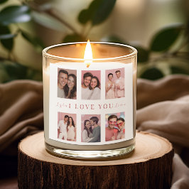 Custom Valentine’s Day Photo Collage Candle Label Quadratischer Aufkleber