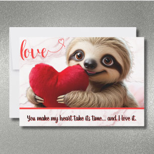 Custom Valentine Sloth Heart nimmt die Zeit Niedli Feiertagskarte