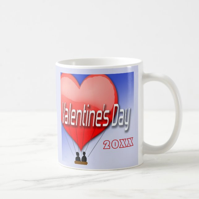 Custom Valentine's Day Fly Away W/ Me Air Ballon Kaffeetasse (Rechts)