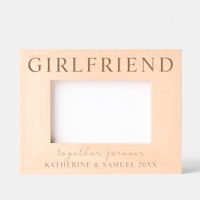 Custom Valentine's Day Girlfriend Name & Date Geätzte Rahmen (Vorderseite)