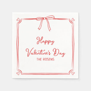 Custom Valentine's Day Party Niedlich Red Bow Hear Serviette