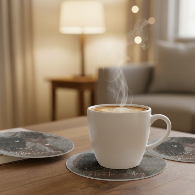 Custom Valentine's Day Romantic Couple Foto Getränkeuntersetzer (Von Creator hochgeladen)