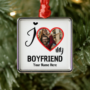 Custom Valentines Herz Foto I Liebe Mein Freund Ornament Aus Metall