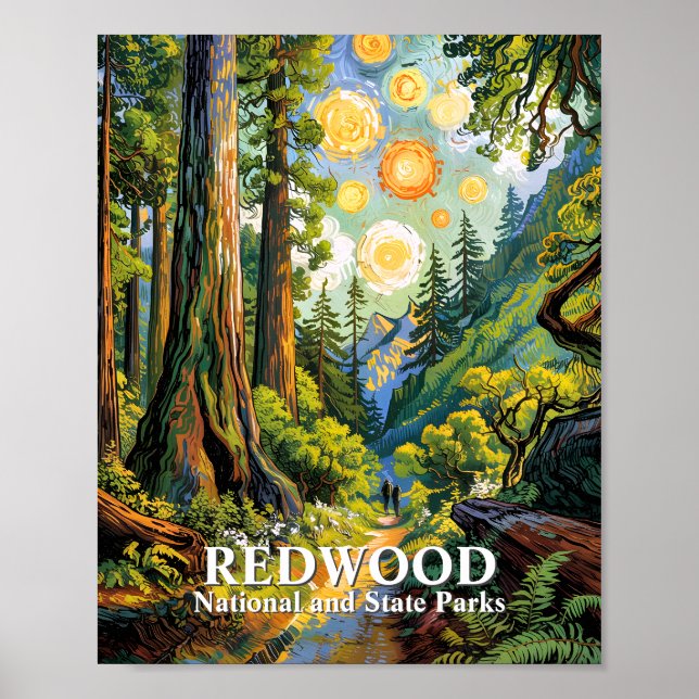 Custom Van Gogh Redwood National Park Hiking Trail Poster (Vorne)