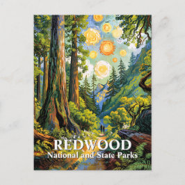 Custom Van Gogh Redwood National Park Hiking Trail Postkarte