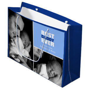 Custom Vatertag Foto Best Daddy Ever Große Geschenktüte