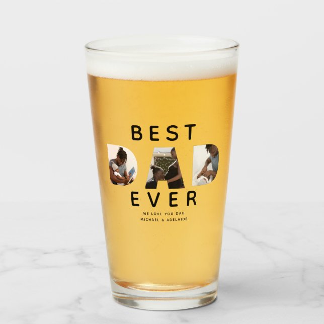 Custom Vatertag Foto Collage Bester Vater je Glas (Vorne (Gefüllt))