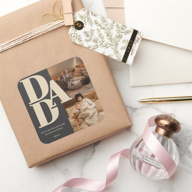 Custom Vatertag Foto Collage | VATER - Quadratischer Aufkleber (Schenken)