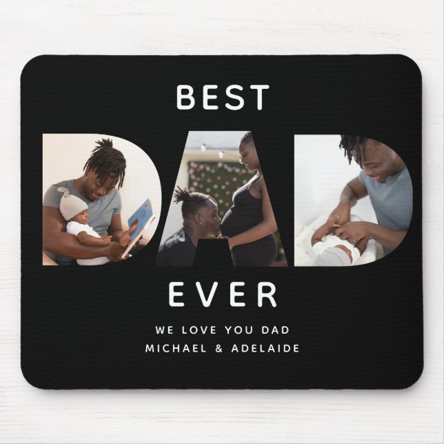 Custom Vathers Day Foto Collage Best Vater Script  Mousepad (Vorne)