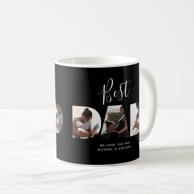 Custom Vathers Day Foto Collage Bester Vater Skrip Kaffeetasse (VorderseiteRechts)