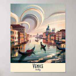 Custom Venice Italy Gondola Canal Watercolor Retro Poster
