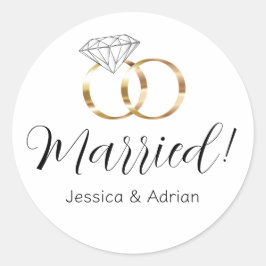 Custom Verheiratet White Diamond Wedding Rings Runder Aufkleber