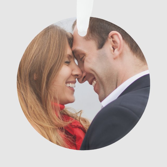 Custom Verlobt Couple Foto Holiday Ornament (Vorderseite)
