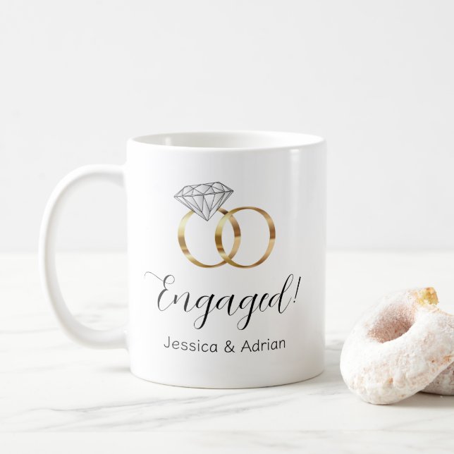 Custom Verlobt Diamond Wedding Rings Verlobung Kaffeetasse (Mit Donut)