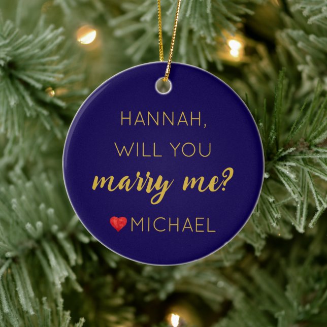 Custom Verlobung Personalisiert Heiraten Sie mir Keramik Ornament (Baum)