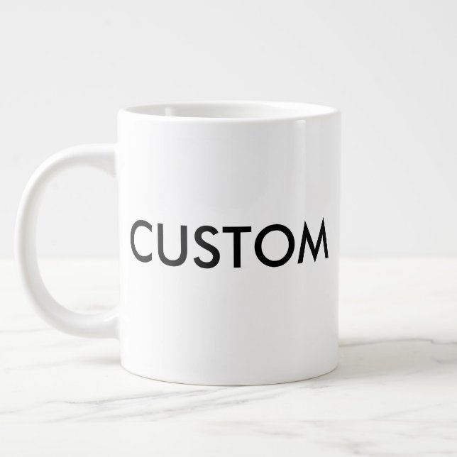 Custom Very Large Jumbo 20oz White Coffee Tasse (Links)