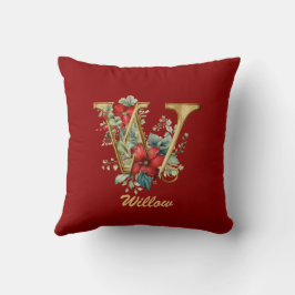 Custom Verziert Monogram W Christmas Red Gold Thro Kissen