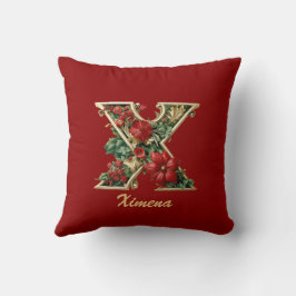 Custom Verziert Monogram X Christmas Red Gold Thre Kissen