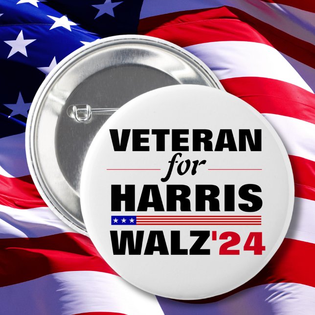 Custom Veterans for Harris Waltz 2024 Election Button (Von Creator hochgeladen)