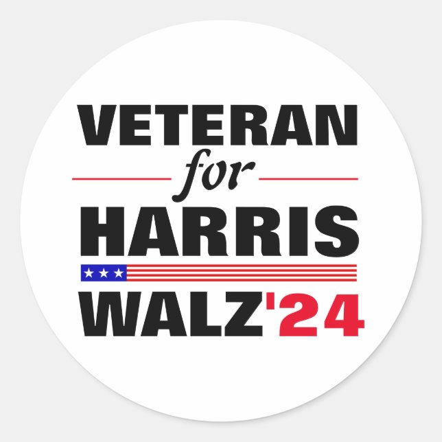 Custom Veterans for Harris Waltz 2024 Election Runder Aufkleber (Vorderseite)
