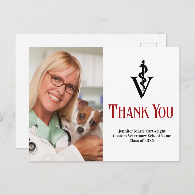 Custom Veterinarian Foto Veterinary Vielen Dank Postkarte (Vorne/Hinten)