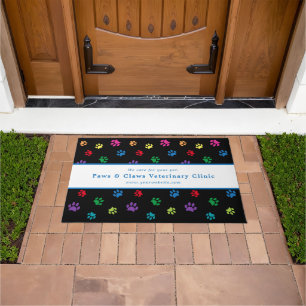 Custom Veterinary Clinic farbenfrohe Paw Prints Bl Fußmatte