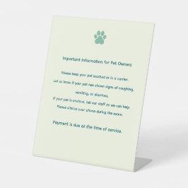 Custom Veterinary Exam Room Policy Sign Sockelschild