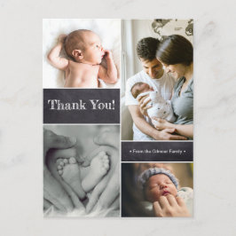 Custom Vielen Dank Chalkboard Foto Collage Baby Postkarte