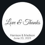Custom Vielen Dank für Ihr Hochzeitsgeschenk für T Runder Aufkleber<br><div class="desc">Custom Vielen Dank für Ihr Hochzeitsgeschenk für Tag Aufkleber. Liebe und danke. Schwarz und Weiß.</div>