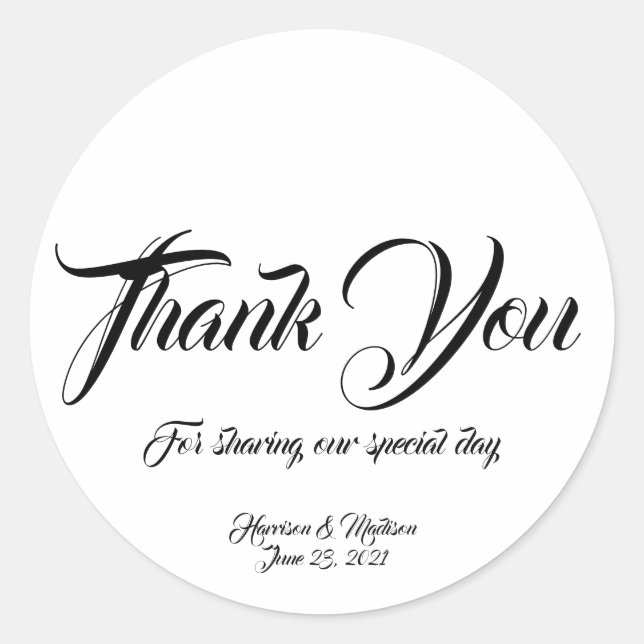 Custom Vielen Dank für Ihr Hochzeitsgeschenk für T Runder Aufkleber (Vorderseite)