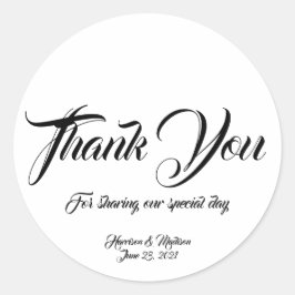 Custom Vielen Dank für Ihr Hochzeitsgeschenk für T Runder Aufkleber