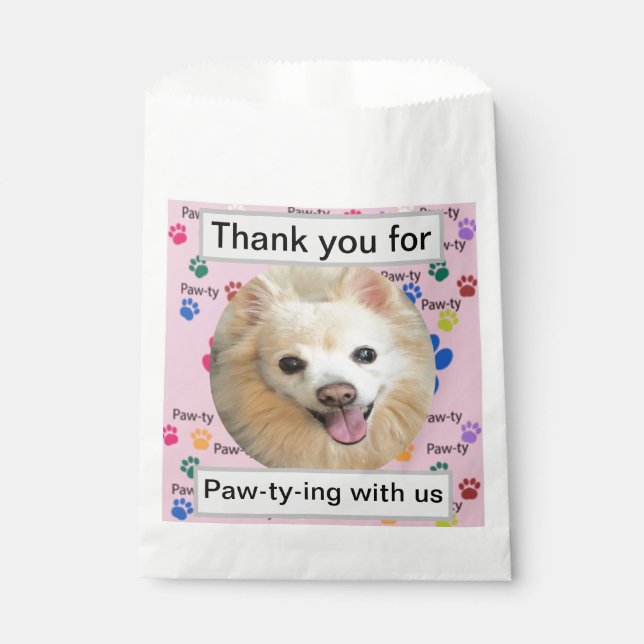 Custom Vielen Dank für Paw-ty-ing Geschenktütchen (Vorderseite)